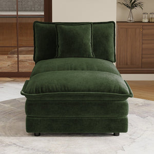 English Elm Allure Modular Chenille Sectional Unit with Ottoman Solid Wood Frame Living Room Seating Green W714P501037
