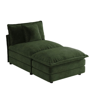 English Elm Allure Modular Chenille Sectional Unit with Ottoman Solid Wood Frame Living Room Seating Green W714P501037