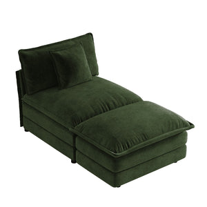 English Elm Allure Modular Chenille Sectional Unit with Ottoman Solid Wood Frame Living Room Seating Green W714P501037