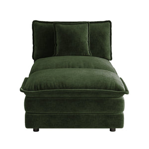 English Elm Allure Modular Chenille Sectional Unit with Ottoman Solid Wood Frame Living Room Seating Green W714P501037