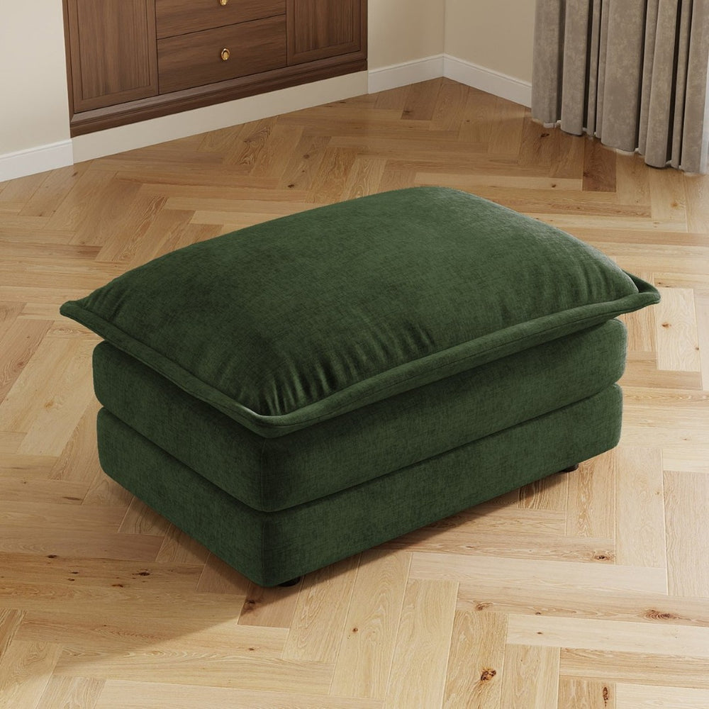 English Elm Allure Modular Sectional Sofa Chenille Upholstered with Ottoman Living Room Green W714P501042