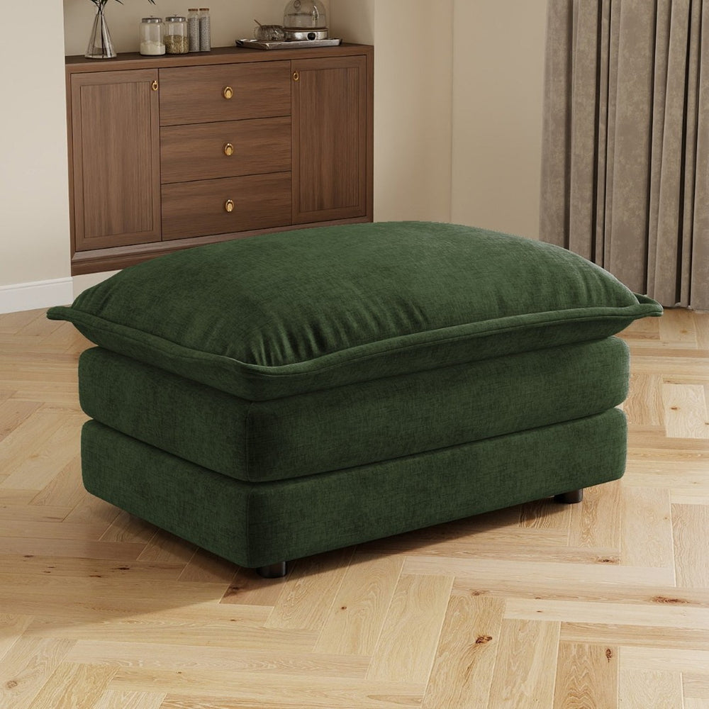 English Elm Allure Modular Sectional Sofa Chenille Upholstered with Ottoman Living Room Green W714P501042