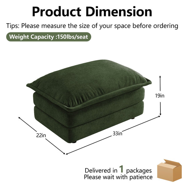 English Elm Allure Modular Sectional Sofa Chenille Upholstered with Ottoman Living Room Green W714P501042