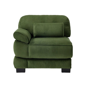 English Elm Sofa Modular Corduroy Sectional with Memory Foam Deep Seat and Adjustable Backrest LSF Green W714P520808