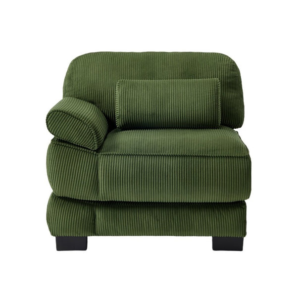 English Elm Sofa Modular Corduroy Sectional with Memory Foam Deep Seat and Adjustable Backrest LSF Green W714P520808