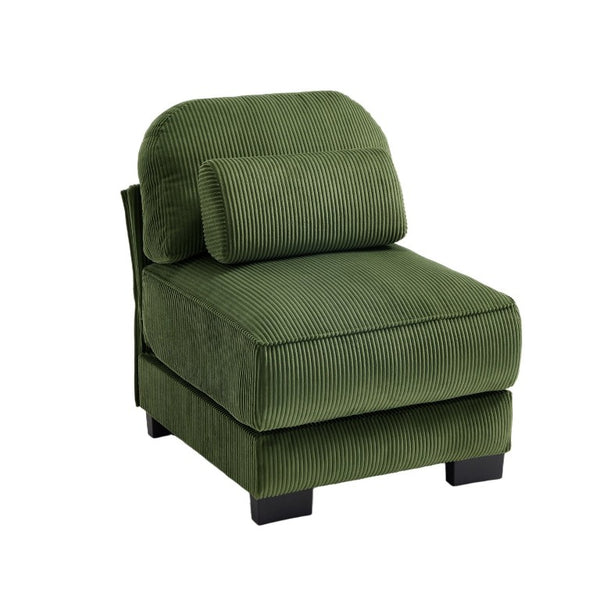 English Elm Armless Modular Sectional Unit Corduroy Upholstered with Memory Foam and Lumbar Pillow Green W714P520814