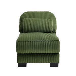 English Elm Armless Modular Sectional Unit Corduroy Upholstered with Memory Foam and Lumbar Pillow Green W714P520814