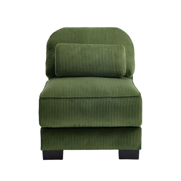 English Elm Armless Modular Sectional Unit Corduroy Upholstered with Memory Foam and Lumbar Pillow Green W714P520814