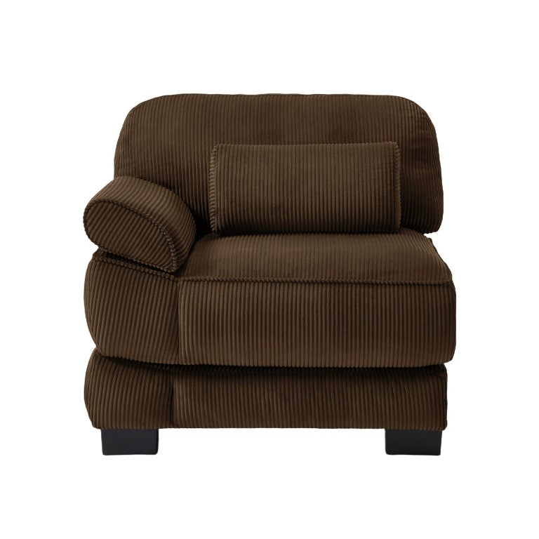 English Elm Sofa Modular Corduroy Sectional with Memory Foam Seats and Adjustable Lumbar Support Brown W714P520817