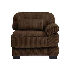 English Elm Sofa Modular Corduroy Sectional with Memory Foam Deep Seat and Adjustable Backrest RSF Brown W714P520818