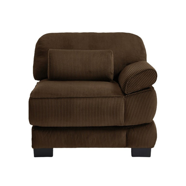 English Elm Sofa Modular Corduroy Sectional with Memory Foam Deep Seat and Adjustable Backrest RSF Brown W714P520818