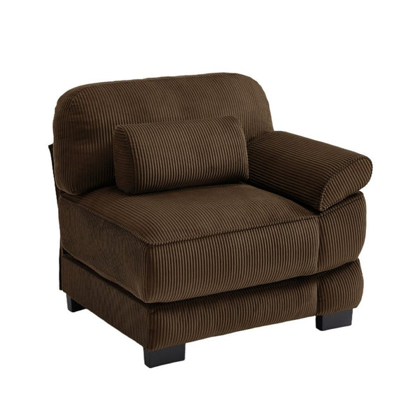 English Elm Sofa Modular Corduroy Sectional with Memory Foam Deep Seat and Adjustable Backrest RSF Brown W714P520818