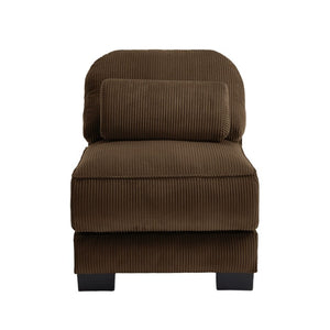 English Elm Armless Modular Sectional Unit Corduroy Upholstered with Memory Foam and Lumbar Pillow Brown W714P520819