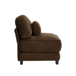English Elm Armless Modular Sectional Unit Corduroy Upholstered with Memory Foam and Lumbar Pillow Brown W714P520819