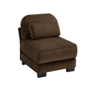 English Elm Armless Modular Sectional Unit Corduroy Upholstered with Memory Foam and Lumbar Pillow Brown W714P520819