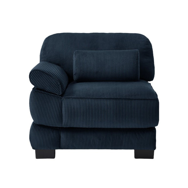 English Elm Sofa Modular Corduroy Sectional with Memory Foam Seats and Adjustable Lumbar Support Blue W714P520821
