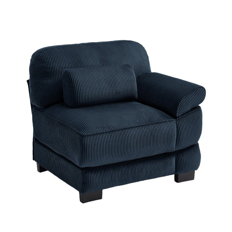 English Elm Sofa Modular Corduroy Sectional with Memory Foam Deep Seat and Adjustable Backrest RSF Blue W714P520822