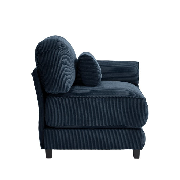 English Elm Sofa Modular Corduroy Sectional with Memory Foam Deep Seat and Adjustable Backrest RSF Blue W714P520822
