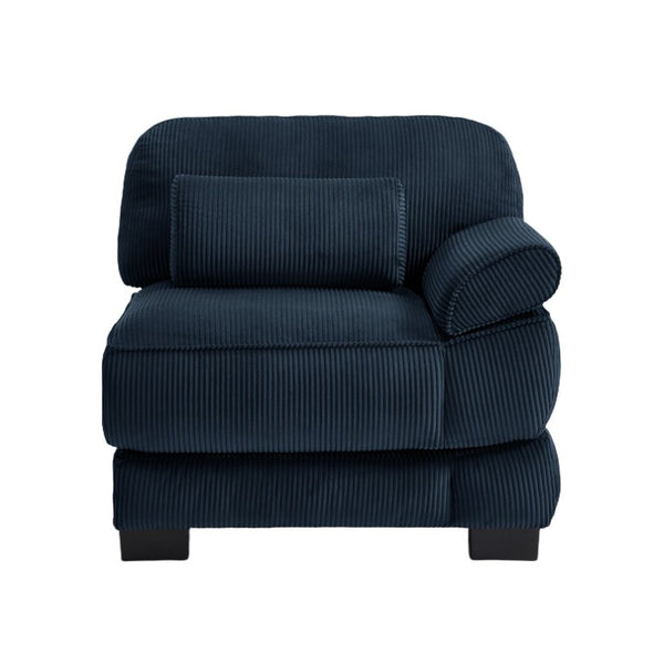 English Elm Sofa Modular Corduroy Sectional with Memory Foam Deep Seat and Adjustable Backrest RSF Blue W714P520822