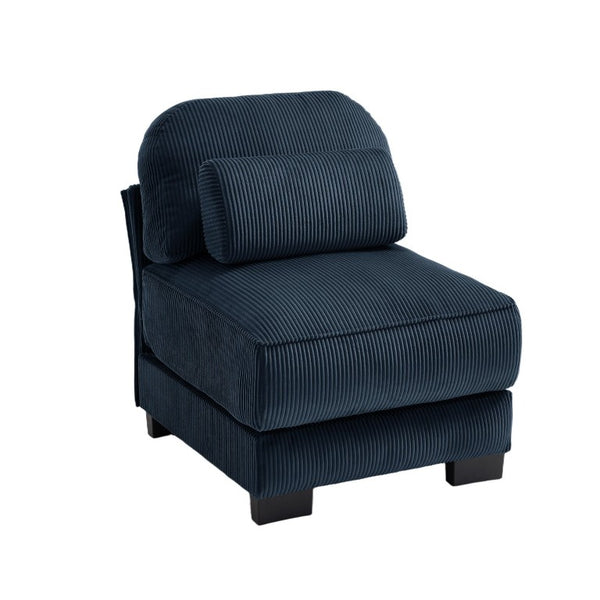 English Elm Armless Modular Sectional Unit Corduroy Upholstered with Memory Foam and Lumbar Pillow Blue W714P520823