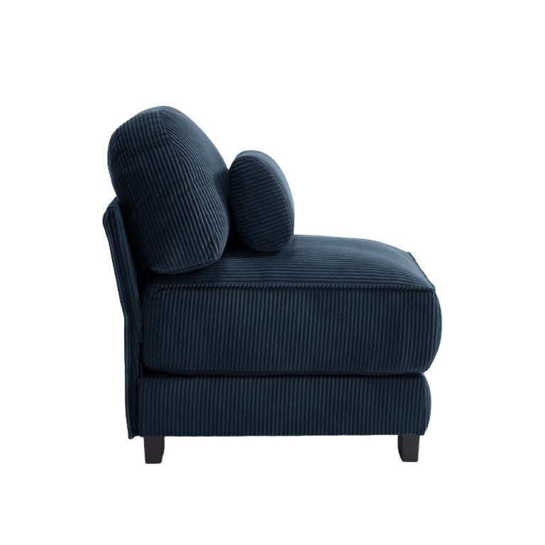 English Elm Armless Modular Sectional Unit Corduroy Upholstered with Memory Foam and Lumbar Pillow Blue W714P520823