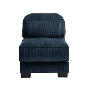 English Elm Armless Modular Sectional Unit Corduroy Upholstered with Memory Foam and Lumbar Pillow Blue W714P520823