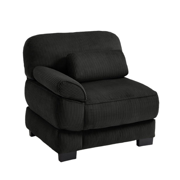 English Elm Sofa Modular Corduroy Sectional with Memory Foam Seats and Adjustable Lumbar Support Black W714P520826