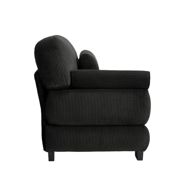 English Elm Sofa Modular Corduroy Sectional with Memory Foam Seats and Adjustable Lumbar Support Black W714P520826