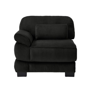 English Elm Sofa Modular Corduroy Sectional with Memory Foam Seats and Adjustable Lumbar Support Black W714P520826