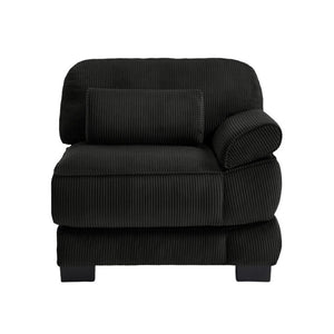 English Elm Sofa Modular Corduroy Sectional with Memory Foam Deep Seat and Adjustable Backrest RSF Black W714P520827