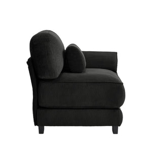 English Elm Sofa Modular Corduroy Sectional with Memory Foam Deep Seat and Adjustable Backrest RSF Black W714P520827