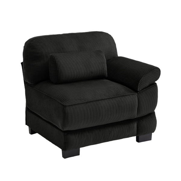English Elm Sofa Modular Corduroy Sectional with Memory Foam Deep Seat and Adjustable Backrest RSF Black W714P520827