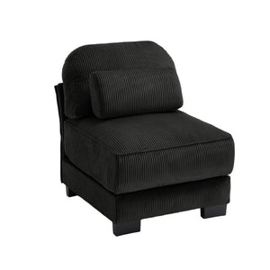 English Elm Armless Modular Sectional Unit Corduroy Upholstered with Memory Foam and Lumbar Pillow Black W714P520828