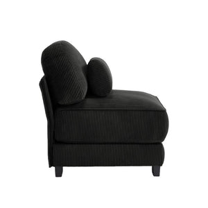 English Elm Armless Modular Sectional Unit Corduroy Upholstered with Memory Foam and Lumbar Pillow Black W714P520828
