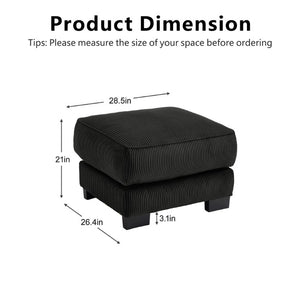 English Elm Ottoman Corduroy Modular Sectional Sofa with Memory Foam and Adjustable Backrest W714P520829