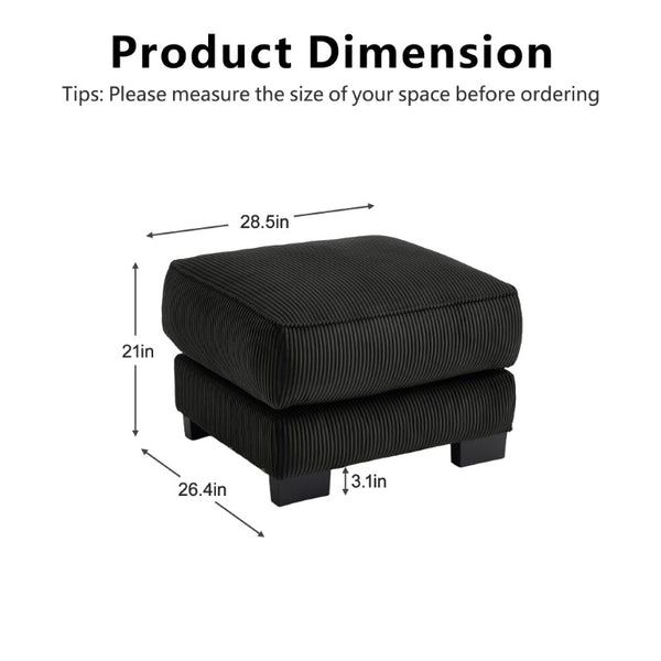 English Elm Ottoman Corduroy Modular Sectional Sofa with Memory Foam and Adjustable Backrest W714P520829