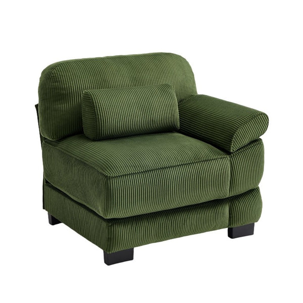 English Elm Sofa Modular Sectional with Memory Foam Cushions Adjustable Back for Living Rooms Green Corduroy W714P520847