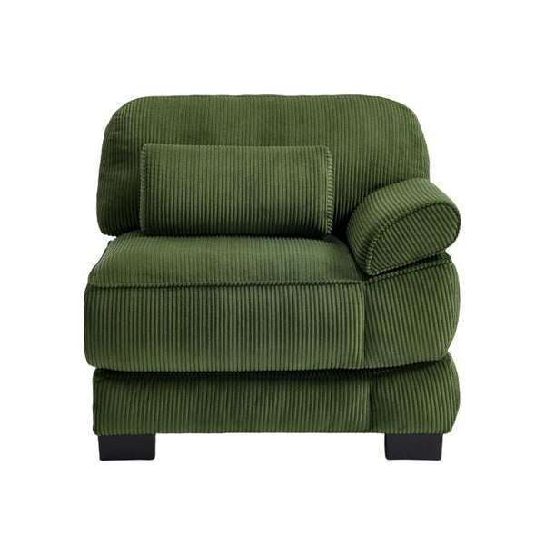 English Elm Sofa Modular Sectional with Memory Foam Cushions Adjustable Back for Living Rooms Green Corduroy W714P520847
