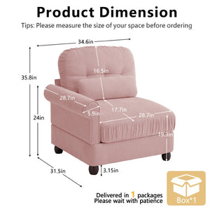 English Elm Sofa Modular Sectional with Memory Foam Cushions Adjustable Back for Living Rooms Pink Chenille W714P541738