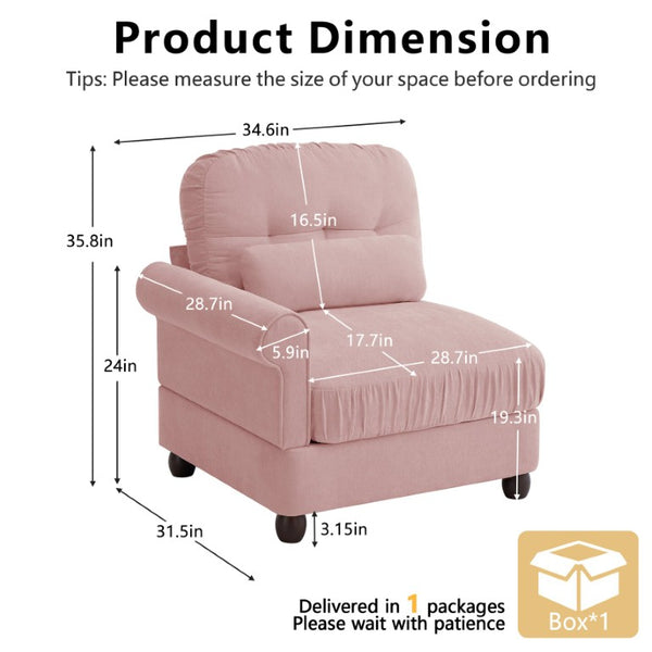 English Elm Sofa Modular Sectional with Memory Foam Cushions Adjustable Back for Living Rooms Pink Chenille W714P541738