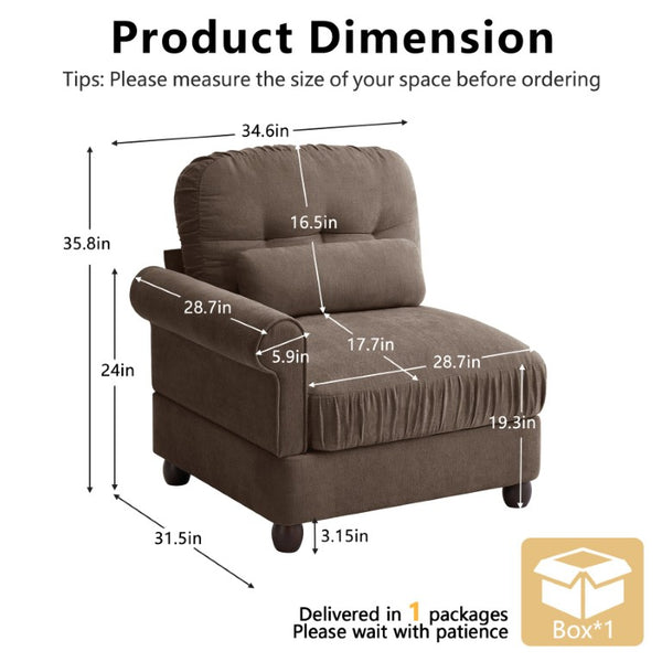English Elm Melbourne Chenille Modular Sofa Tufted Back Ruffled Cushions Retro Living Room Brown W714P541740