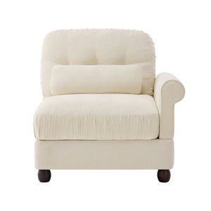 English Elm Melbourne Chenille Modular Sofa Tufted Back Ruffled Cushions Retro Living Room Beige W714P541741