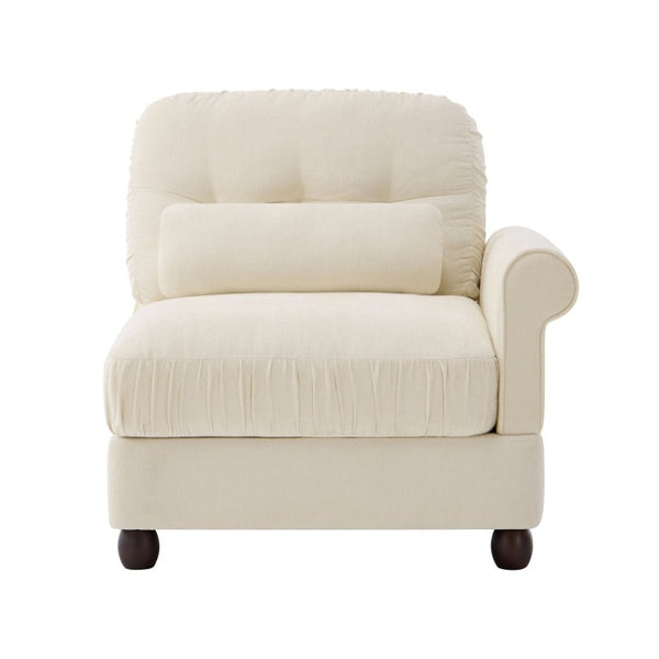 English Elm Melbourne Chenille Modular Sofa Tufted Back Ruffled Cushions Retro Living Room Beige W714P541741