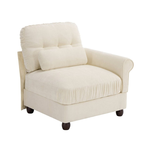 English Elm Melbourne Chenille Modular Sofa Tufted Back Ruffled Cushions Retro Living Room Beige W714P541741