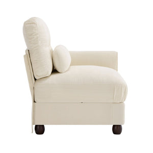English Elm Melbourne Chenille Modular Sofa Tufted Back Ruffled Cushions Retro Living Room Beige W714P541741