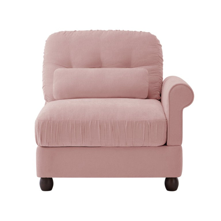 English Elm Melbourne Chenille Modular Sofa Tufted Back Ruffled Cushions Retro Living Room Pink W714P541745