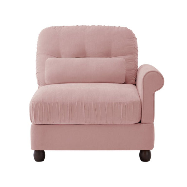 English Elm Melbourne Chenille Modular Sofa Tufted Back Ruffled Cushions Retro Living Room Pink W714P541745