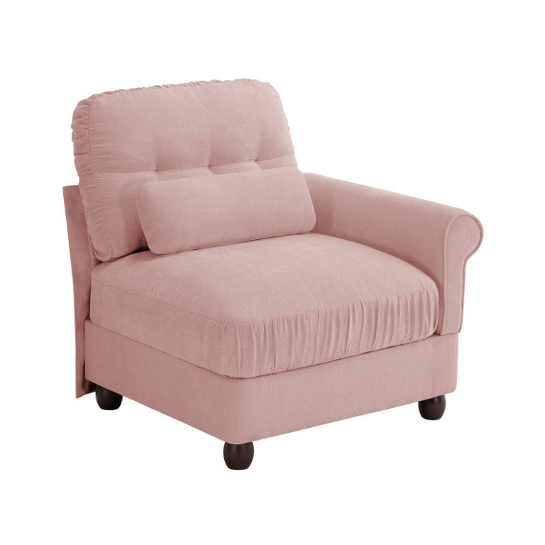 English Elm Melbourne Chenille Modular Sofa Tufted Back Ruffled Cushions Retro Living Room Pink W714P541745