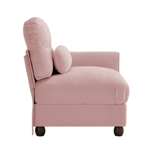 English Elm Melbourne Chenille Modular Sofa Tufted Back Ruffled Cushions Retro Living Room Pink W714P541745