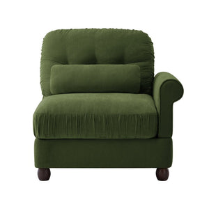 English Elm Melbourne Chenille Modular Sofa Tufted Back Ruffled Cushions Retro Living Room Green W714P541747
